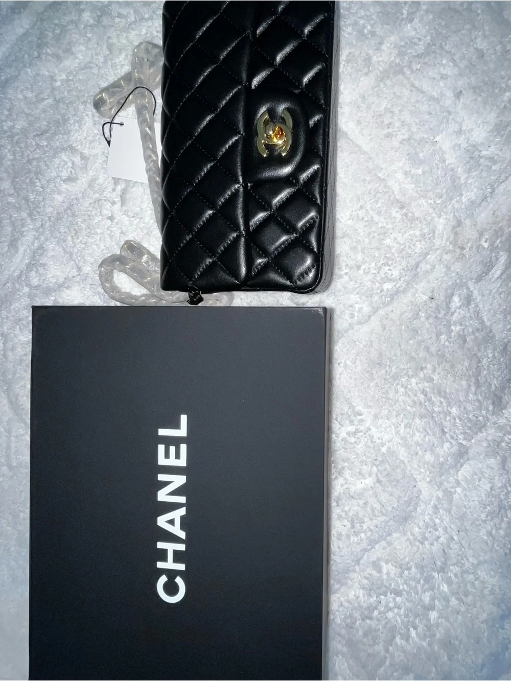 CHANEL Black Lambskin Shoulder Bag with Gold Hardware